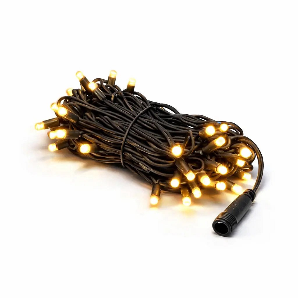 Easy Fix LED fényfüzér, 10 m, kültéri, meleg fehér, villogó (FLASH) funkcióval, 100 LED, fekete kábel, IP67, tápegységgel együtt