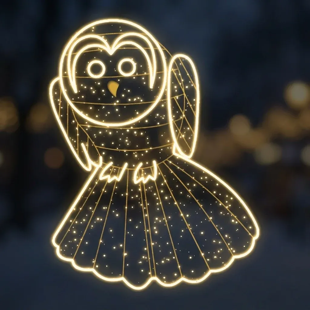 Easy Fix 2D LED-es világító bagoly, lógó, 130 × 165 × 5 cm, meleg fehér, 3D nyomtatás, átlátszó