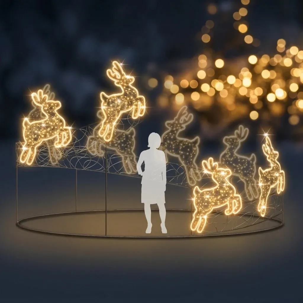 Eco Fix 3D LED-es rénszarvas körítés, meleg fehér, alumínium