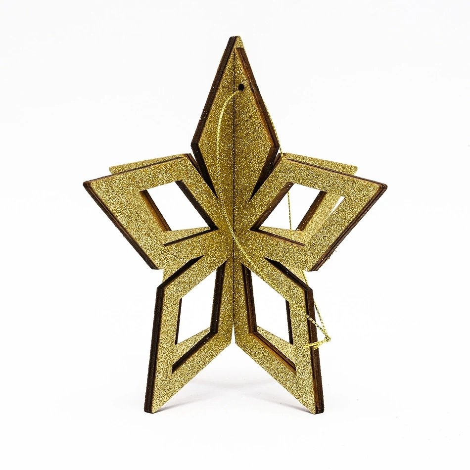 Karácsonyi dísz arany csillag, 3D, 15 cm, 15 cm