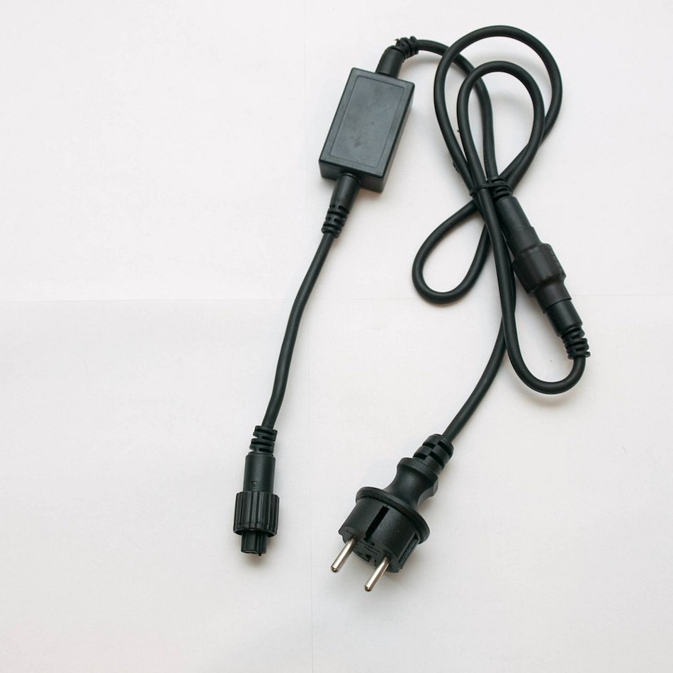 Easy Fix tápkábel, kültéri használatra, 2 m, leválasztható AC/DC, IP67, fekete