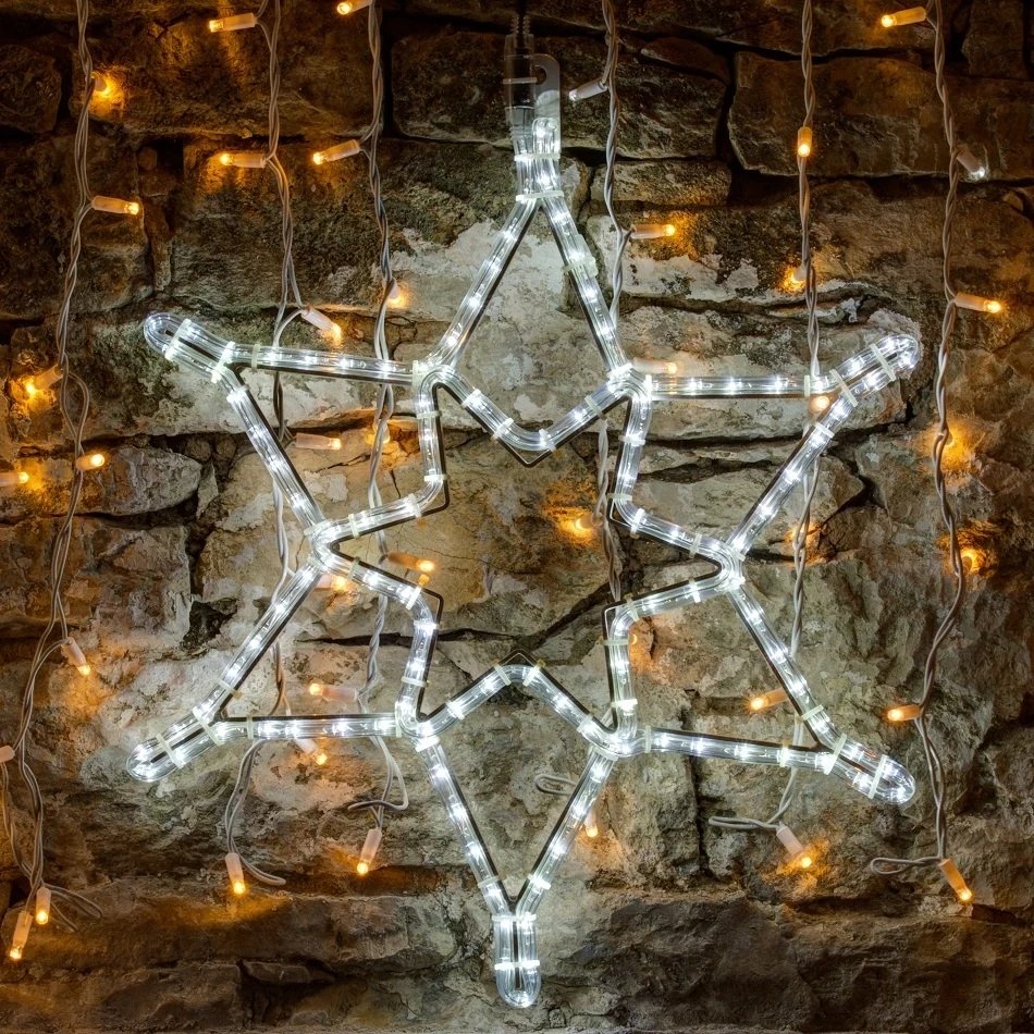 Easy Fix 2D LED fénymotívum - csillag, Ø 60 cm, jégfehér, lógó, alumínium